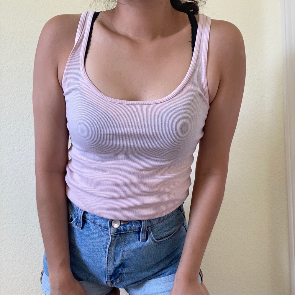 soft pink, ribbed tank